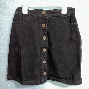 Women's Button Down Black Denim Skirt